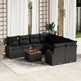 vidaXL 9-dijelni Vrtni Sofa Set s Jastučićima Crni Poli Ratan Akacija Cijene