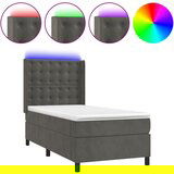 The Living Store Box spring postelja z vzmetnico LED temno siva 100x200 cm žamet - Box Spring Postelja, (21493307) | Shoptok.si