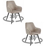  Okretna stolica NANA 360, tamnobež baršun, crne metalne noge, set 2 kom | shoptok.hr