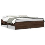  The Living Store Posteljni okvir rjav hrast 200x200 cm inženirski les in kovina - Posteljni Okvir, (21445924) | Shoptok.si