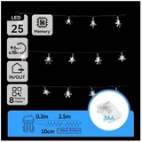 LED spoljašnji božićni lanac 25xLED/8 funkcija 3xAA 2,5m IP44 hladno belo