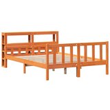 vidaXL Posteljni okvir z vzglavjem voščeno rjava 160x200 cm borovina, (21292360) | Shoptok.si