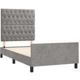 Posteljni okvir z vzglavjem svetlo siv 90x190 cm žamet, (20794829) | Shoptok.si