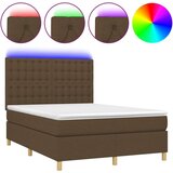  Box spring postelja z vzmetnico LED temno rjava 140x200cm blago, (20901971) | Shoptok.si