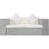  2-dijelni set sofa od prirodnog ratana s jastucima sivi | Eponuda.com