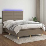  box spring s madracem LED smeđesivi 140x200 cm tkanina | shoptok.hr