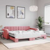 vidaXL Izvlečna dnevna postelja roza 90x200 cm žamet | Shoptok.si