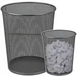 Waste Bin Metal Mesh Round Silver 19 L