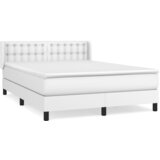 vidaXL Box spring postelja z vzmetnico bel 140x200 cm umetno usnje, (20790055) Cene