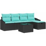 vidaXL Set sofe 6 kom. Crna poliratan - Crna Plava sa stolom | shoptok.hr