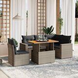 Maison Chic Seti vrtnega pohištva - Vrtna garnitura - Vrtni pohištvo set 6-delna z blazinami siv poli ratan, (21807063) | Shoptok.si