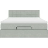 vidaXL Otomanska postelja z vzmetnico svetlo siva 140x200cm žamet | Shoptok.si