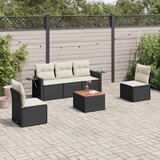  6-dijelni set vrtnih sofa s jastucima crni od poliratana | shoptok.hr