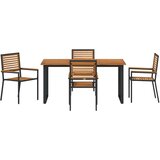  Vrtni set za objed 5 kom. Crna Čvrsto drvo akacije 160 x 80 x 75 cm | Shoptok.si
