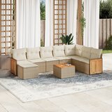  9-dijelni set vrtnih sofa s jastucima bež od poliratana | shoptok.hr