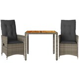 vidaXL Bistro garnitura 3-delna z blazinami siv poli ratan, (21229037) | Shoptok.si