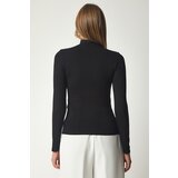  Women's Black High Neck Wrap Elastic Knitted Blouse | Shoptok.si