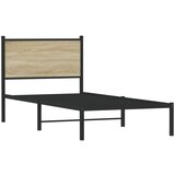 The Living Store Kovinski posteljni okvir z vzglavjem sonoma hrast 75x190 cm - Posteljni Okvir, (21532019) | Shoptok.si