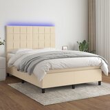  The Living Store Box spring postelja z vzmetnico LED krem 140x190 cm blago - Box Spring Postelja, (21449973) Cene