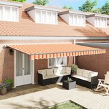vidaXL avtomatska retraktibilna tenda Rumena in oranžna 500x300 cm Cene