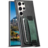 INORCO SUTENI H13 za Samsung Galaxy S22 Ultra 5G torbica z držalom za kartice, usnjeno prevleko PC+TPU ovitek za telefon s trakom za roko, (22036168) Cene