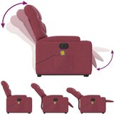 vidaXL Električni masažni naslanjač s funkcijo vstajanja vinsko rdeč | Shoptok.si
