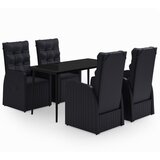  5-dijelni vrtni blagovaonski set s jastucima crni | shoptok.hr