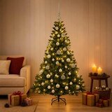 Umjetno božićno drvce s kuglicama 120 cm 150 LED lampica - Zelena 120 cm s LED-ima i srebrnim lopticama | shoptok.hr