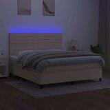  Krevet box spring s madracem LED krem 180x200 cm od tkanine | shoptok.hr