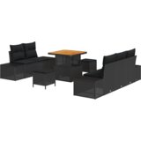 vidaXL set vrtne sofe s jastucima Crni Poli Ratan Akacija | shoptok.hr