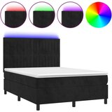  Box spring postelja z vzmetnico LED črna 140x200 cm žamet, (20901645) | Shoptok.si