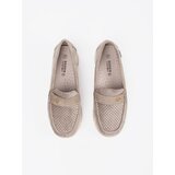 GOODIN Dark beige openwork loafers with a gold element | Shoptok.si