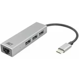 ACT AC7055 USB-C Hub 3 vrata USB A 3.2 z Gigabyte Ethernet siva