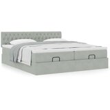 vidaXL Otomanski posteljni okvir z vzmetnicami siv 200x200cm žamet | Shoptok.si