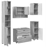 vidaXL Komplet pohištva za kopalnico s predalom 5 pcs Siva sonoma | Shoptok.si