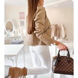 Gemre Beige faux leather biker jacket Tricia | shoptok.hr