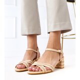  Beige block heel ankle strap sandals Markot | shoptok.hr
