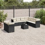 vidaXL 10-dijelni set vrtnih sofa s jastucima crni od poliratana | shoptok.hr