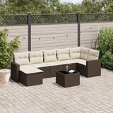  8-dijelni set vrtnih sofa s jastucima smeđi od poliratana | shoptok.hr
