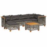 Maison Chic Seti vrtnega pohištva - Vrtna garnitura - Vrtni pohištvo set 7-delna z blazinami siv poli ratan, (21802301) | Shoptok.si