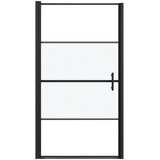 vidaXL Vrata za tuš-kabinu 100x178 cm napola mutno kaljeno staklo crna | shoptok.hr