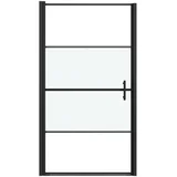 Vrata za tuš-kabinu 100x178 cm napola mutno kaljeno staklo crna