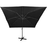  Konzolni vrtni suncobran sa stupom i LED svjetlima 300 cm crni | shoptok.hr