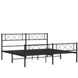  Metalni okvir kreveta uzglavlje i podnožje crni 193x203 cm | shoptok.hr