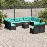  Vrtni set s jastucima, 13 dijelova, crni poliratan | shoptok.hr