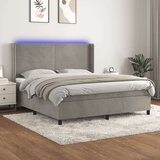  Box spring postelja z vzmetnico LED svetlo siva 180x200cm žamet, (20999357) Cene