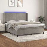  Box spring s madracem LED svjetlosivi 180x200 cm baršun | shoptok.hr