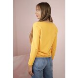 Kesi Women's sweatshirt with a sequin inscription mustard Cene