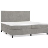  Box spring postelja z vzmetnico svetlo siva 200x200 cm žamet, (20788860) | Shoptok.si