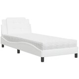 vidaXL Postelja z vzmetnico bela 90x200 cm umetno usnje, (21112410) Cene